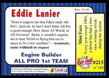 1991 Maxx #215 Eddie Lanier Back