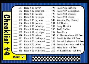 1991 Maxx #240 Checklist 181-240 Front