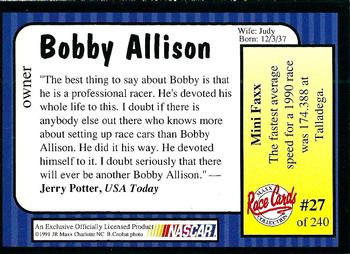 1991 Maxx #27 Bobby Allison Back