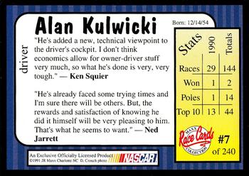 1991 Maxx Update #7 Alan Kulwicki Back