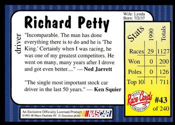1991 Maxx Update #43 Richard Petty Back