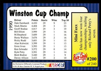 1991 Maxx Update #200 Winston Cup Champ Back