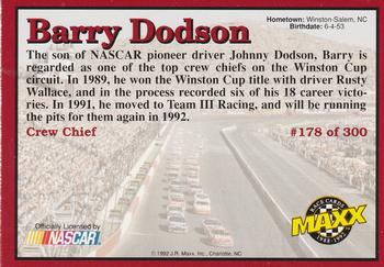 1992 Maxx (Red) #178 Barry Dodson Back