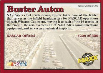 1992 Maxx (Red) #208 Buster Auton Back