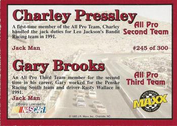 1992 Maxx (Red) #245 Charlie Pressley / Gary Brooks Back