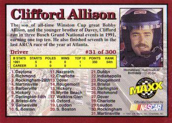 1992 Maxx (Red) #31 Clifford Allison Back
