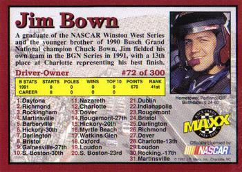 1992 Maxx (Red) #72 Jim Bown Back