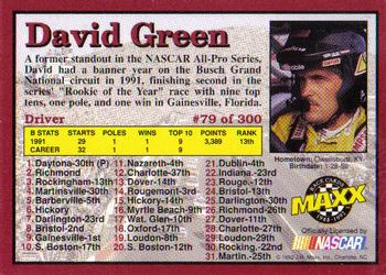 1992 Maxx (Red) #79 David Green Back