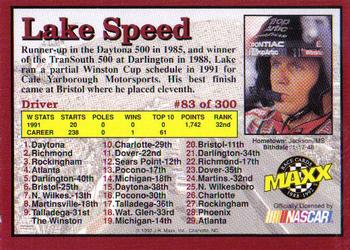 1992 Maxx (Red) #83 Lake Speed Back