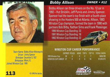 1993 Finish Line #113 Bobby Allison Back