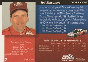 1993 Finish Line #7 Ted Musgrave Back