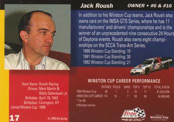 1993 Finish Line #17 Jack Roush Back