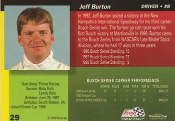 1993 Finish Line #29 Jeff Burton Back
