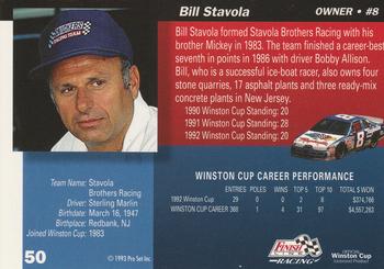 1993 Finish Line #50 Bill Stavola Back