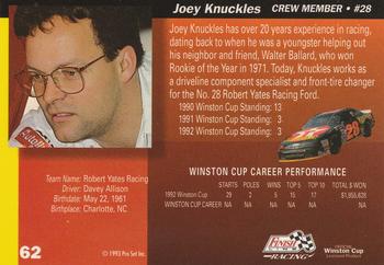 1993 Finish Line #62 Joey Knuckles Back