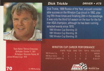 1993 Finish Line #70 Dick Trickle Back