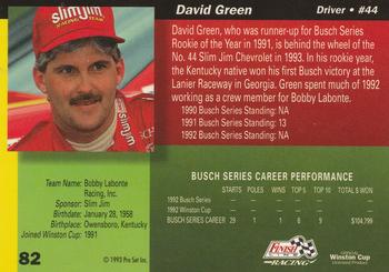 1993 Finish Line #82 David Green Back