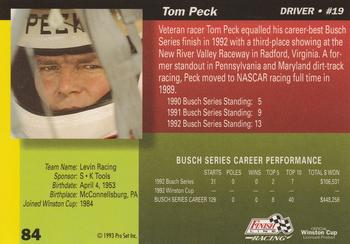 1993 Finish Line #84 Tom Peck Back