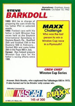 1993 Maxx #145 Steve Barkdoll Back