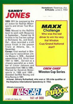1993 Maxx #161 Sandy Jones Back
