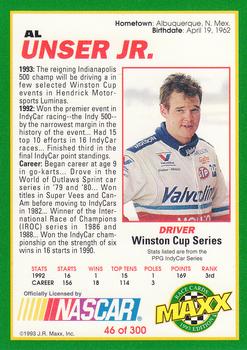 1993 Maxx #46 Al Unser Jr. Back
