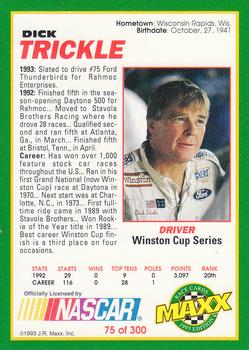 1993 Maxx #75 Dick Trickle Back