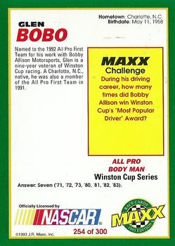 1993 Maxx #254 Glen Bobo Back