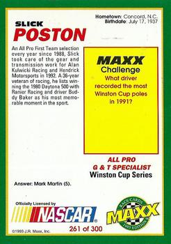 1993 Maxx #261 Howard Poston (Slick) Back