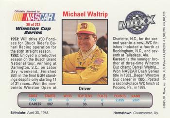 1993 Maxx Premier Plus #30 Michael Waltrip Back