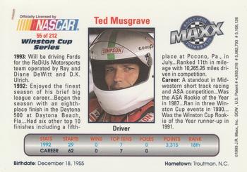 1993 Maxx Premier Plus #55 Ted Musgrave Back