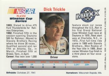 1993 Maxx Premier Plus #75 Dick Trickle Back