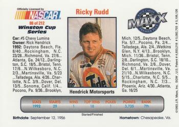 1993 Maxx Premier Plus #88 Ricky Rudd's Car Back