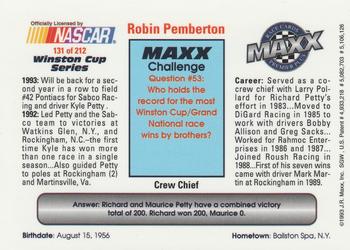 1993 Maxx Premier Plus #131 Robin Pemberton Back