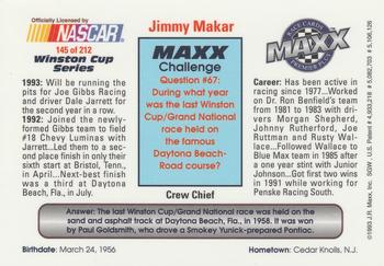 1993 Maxx Premier Plus #145 Jimmy Makar Back