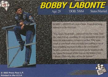 1993 Press Pass Previews #19 Bobby Labonte Back