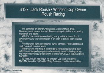 1993 Traks #137 Jack Roush Back