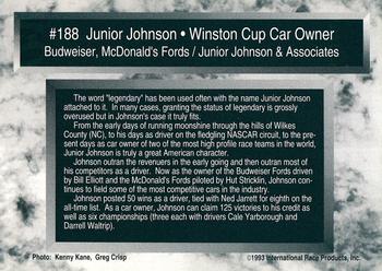 1993 Traks #188 Junior Johnson Back