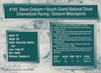 1993 Traks #193 Steve Grissom Back