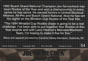 1994 Action Packed #54 Joe Nemechek Back