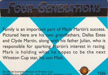 1994 Action Packed #199 Mark Martin Back