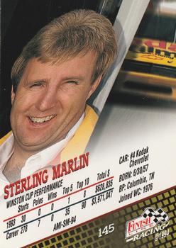 1994 Finish Line #145 Sterling Marlin Back
