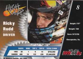 1994 Wheels High Gear #8 Ricky Rudd Back
