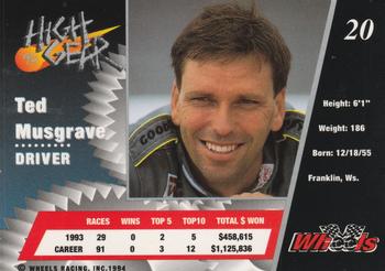 1994 Wheels High Gear #20 Ted Musgrave Back