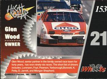 1994 Wheels High Gear #153 Glen Wood Back