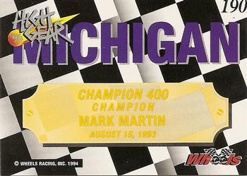 1994 Wheels High Gear #190 Mark Martin Back