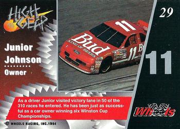1994 Wheels High Gear #29 Junior Johnson Back