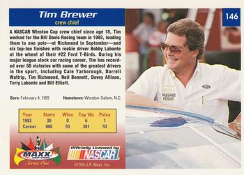 1994 Maxx #146 Tim Brewer Back