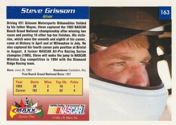 1994 Maxx #163 Steve Grissom Back