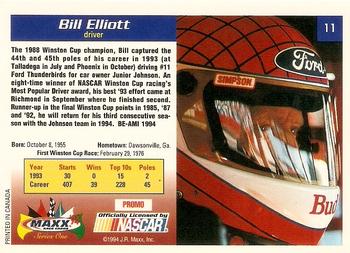1994 Maxx #11 Bill Elliott Back