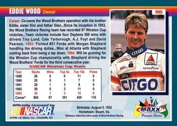 1994 Maxx Premier Series #96 Eddie Wood Back